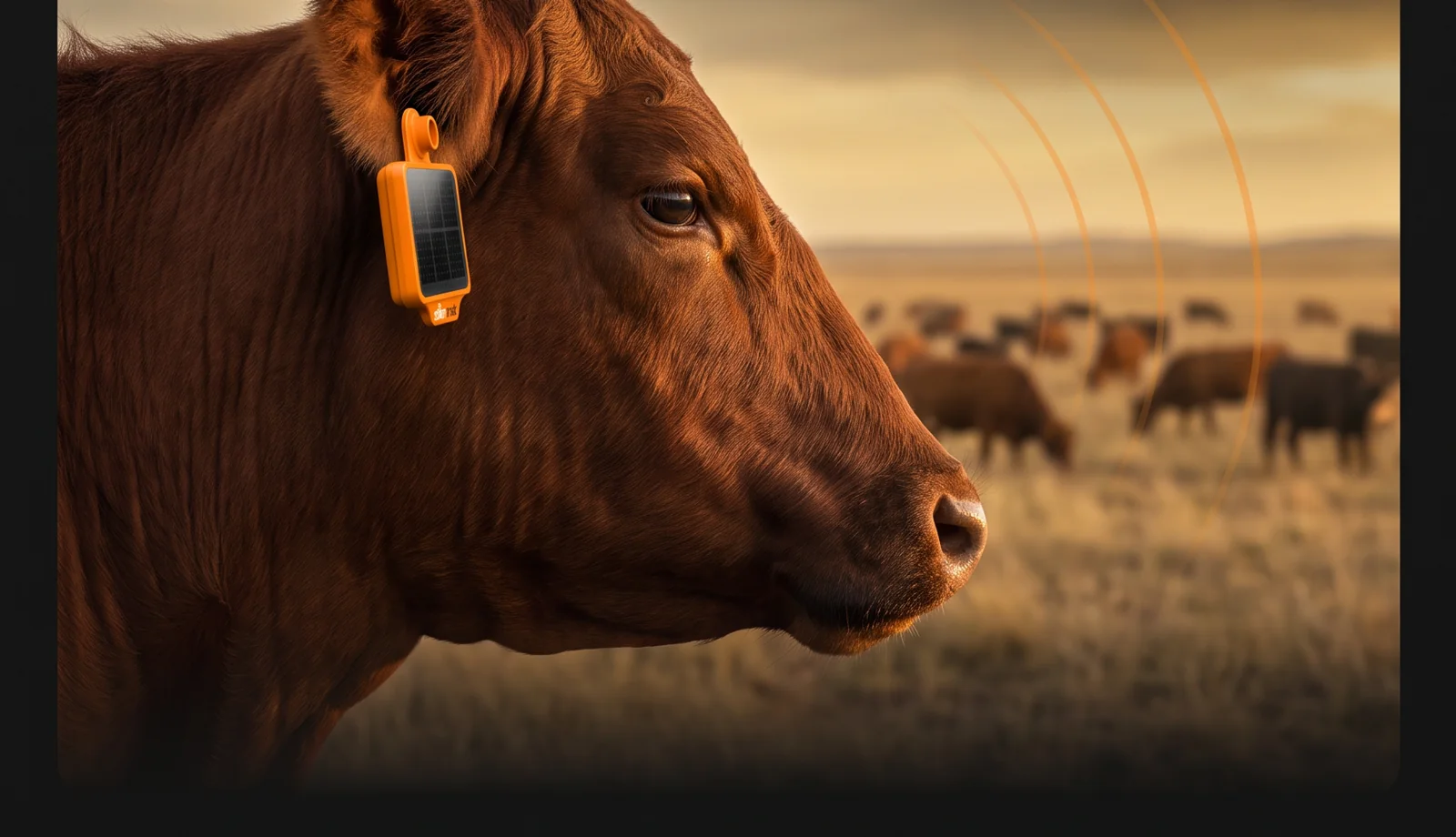 Cattle fitted with a StiknTrak tracking device