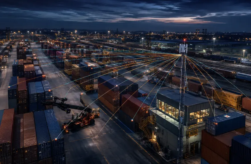 Container terminal assets communicating through compatible LoRaWAN gateways
